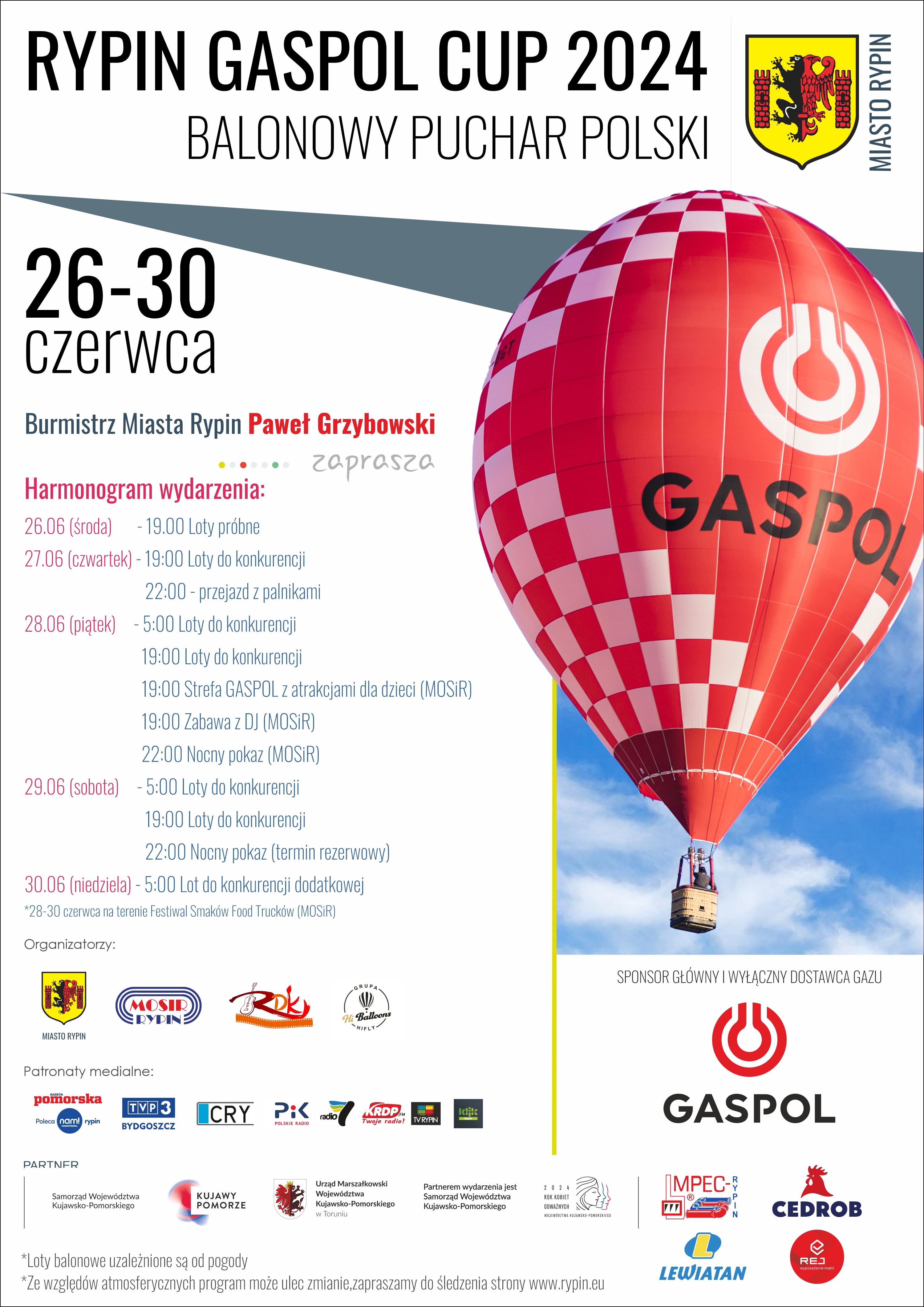 Plakat promujący Rypin Gaspol Cup Rypin 2024 w ramach Balonowego Pucharu Polski